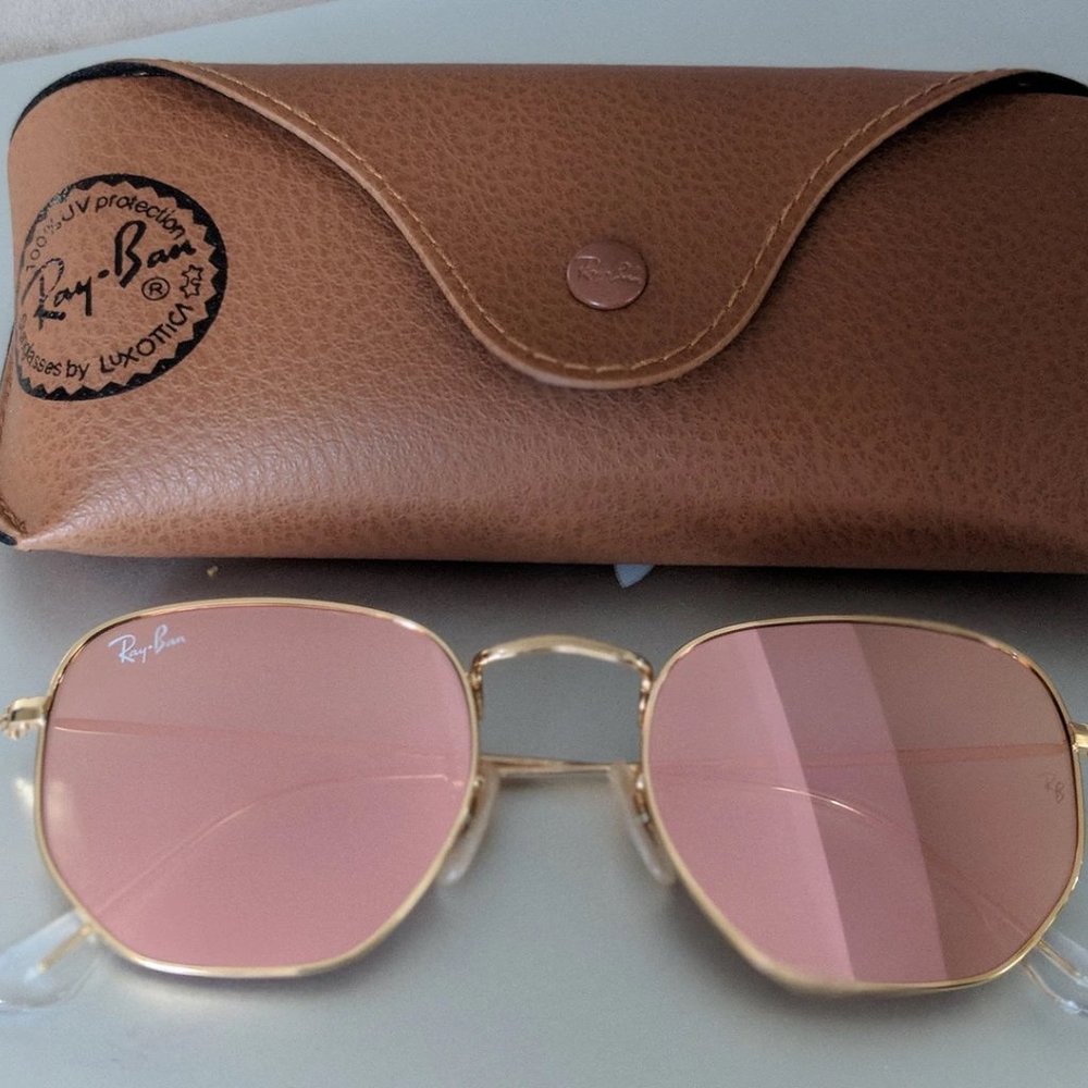 Hexagonal Pink Mirrored Ray Ban Sunglasses